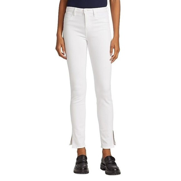 L’AGENCE Josie High Rise Skinny Jeans Size 25 White Women’s Split Side Hem NWOT - Picture 1 of 9